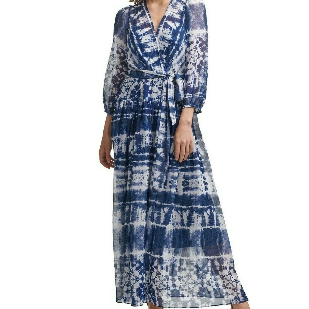 Calvin Klein Tie-Dyed Wrap Maxi Dress Color indigo size 64